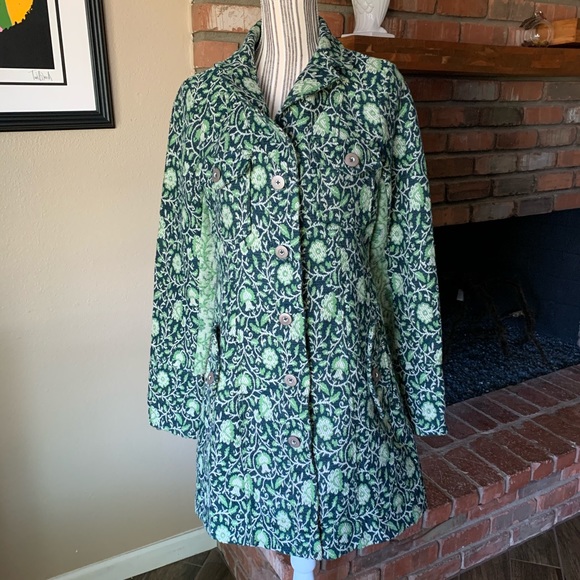 Free People Jackets & Blazers - Free People Green Floral Tapestry Wool Blend Coat